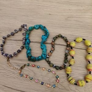 Lot of handmade artisan boho stretch bracelets